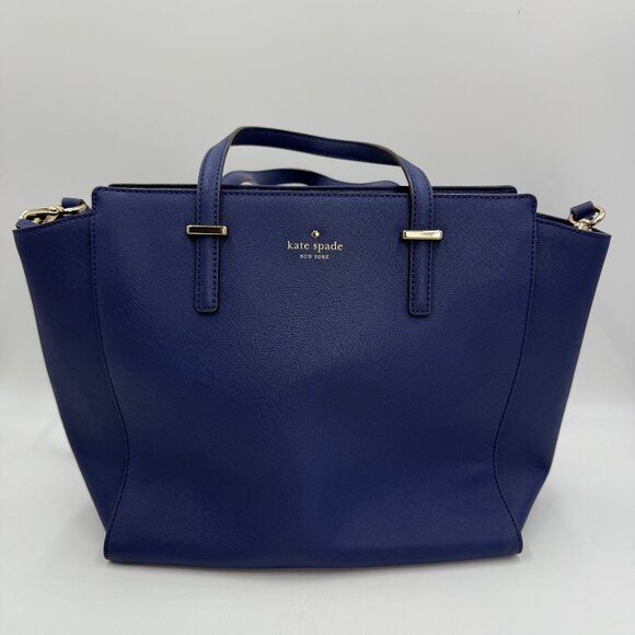 Kate Spade Blue Tote Satchel Purse with Shoulder Crossbody Strap 11"x6"x10" - Picture 1 of 12